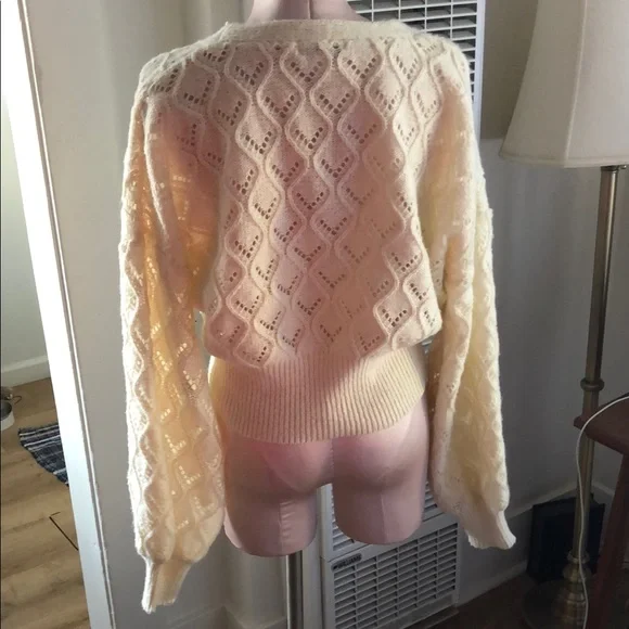 Cream Knit Women's Sweater - Picture 3 of 5